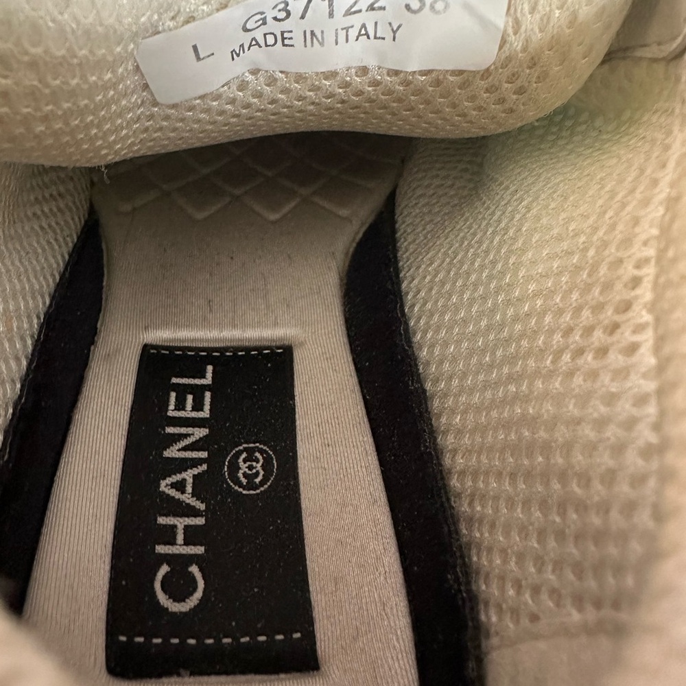 CHANEL Light Green Suede Nylon Sport Sneakers - Picture 7 of 9
